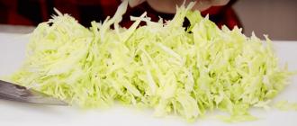 Roher Kohlsalat.  Krautsalat.  Delikater und schneller Salat aus frischem Kohl mit Wurst