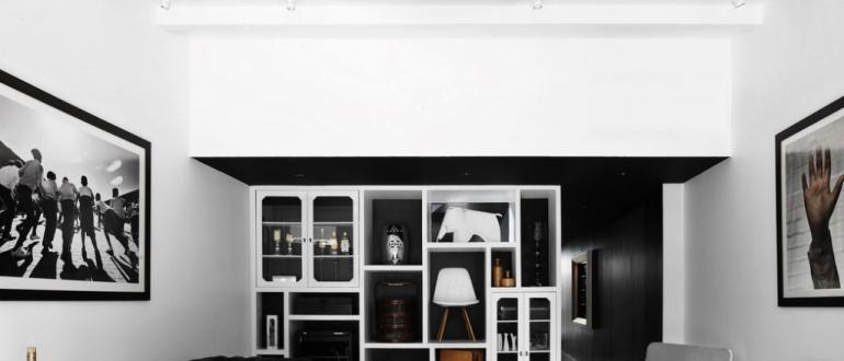 Black and white living room interior Black and white living room interior